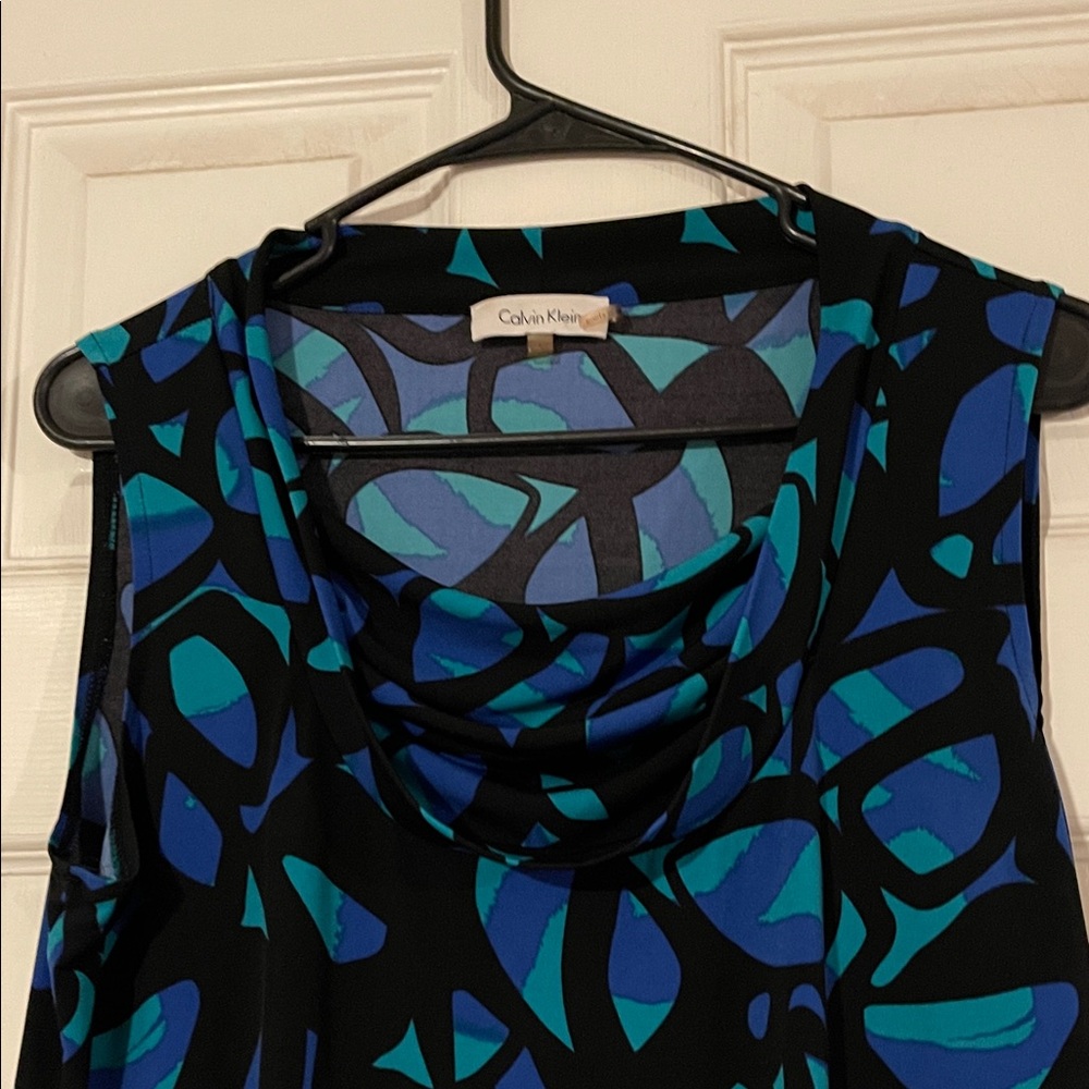 Calvin Klein Black and Blue Abstract Blouse - Picture 2 of 3